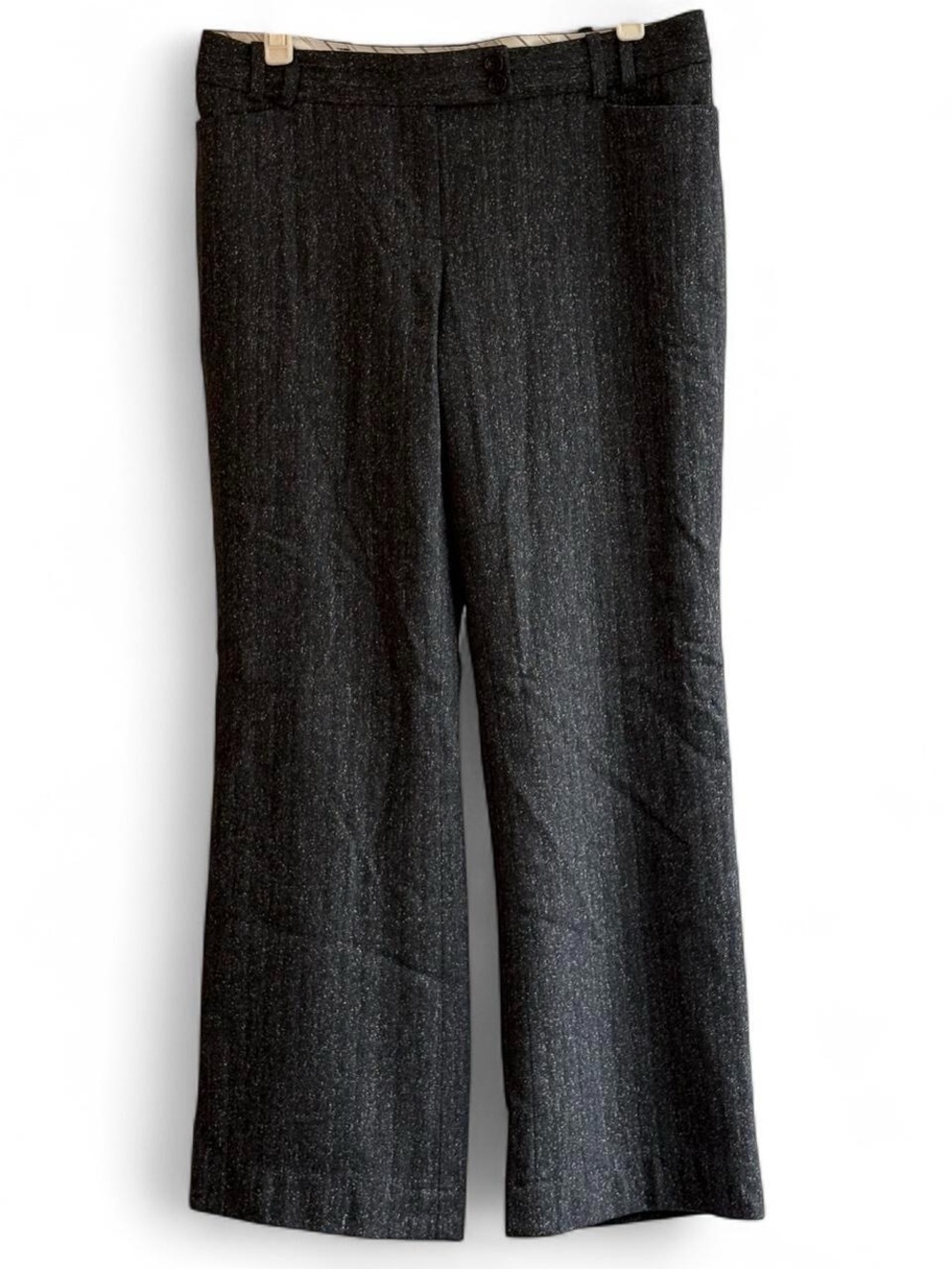Wool & Silk Blend Talbots Dark Charcoal Grey Wide Leg Dress Pants Size 6 Petite